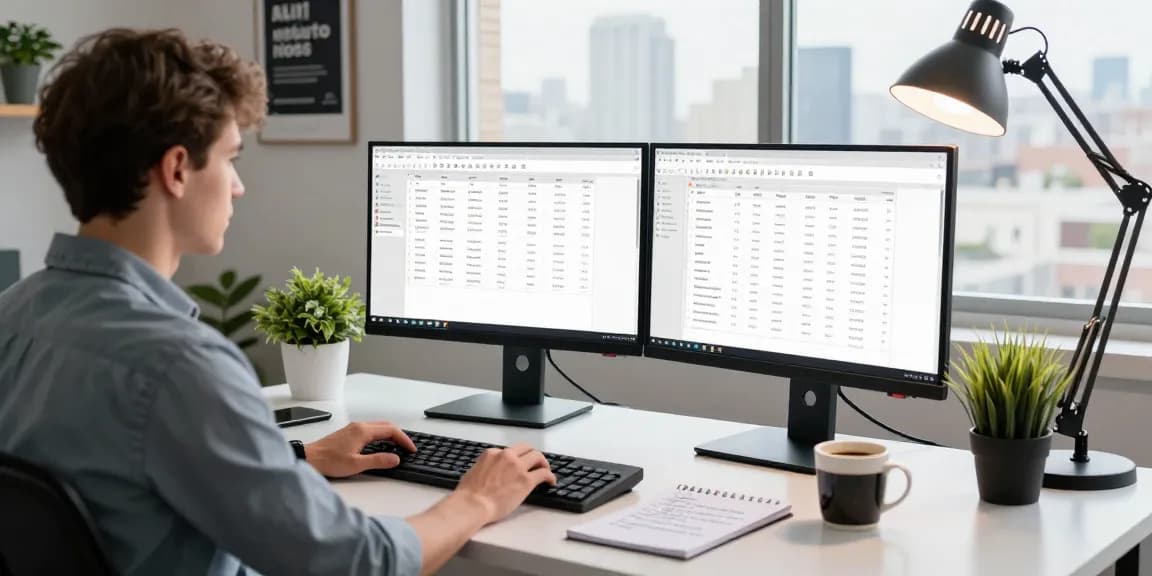 WPS Download in action on dual monitors in a modern workspace